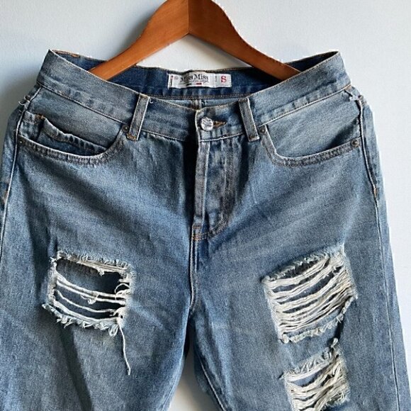 Miss Miss  by Valentina Distressed Jeans Made In Italy - Picture 3 of 7
